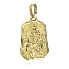 Złoty masywny medalik Szkaplerz Matką Boską i Jezusem duży pr.585